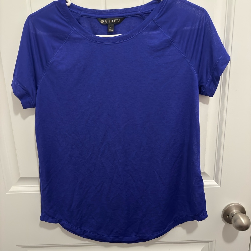 Athleta‎ Womens Purple Short Sleeve Activewear Top Crew Neck Small